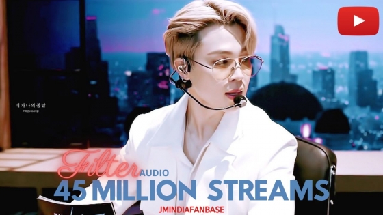 방탄소년단 지민(BTS JIMIN)의 솔로곡 '필터'(Filter)가 14일 유튜브 오디오 영상 4500만 뷰를 돌파했다.