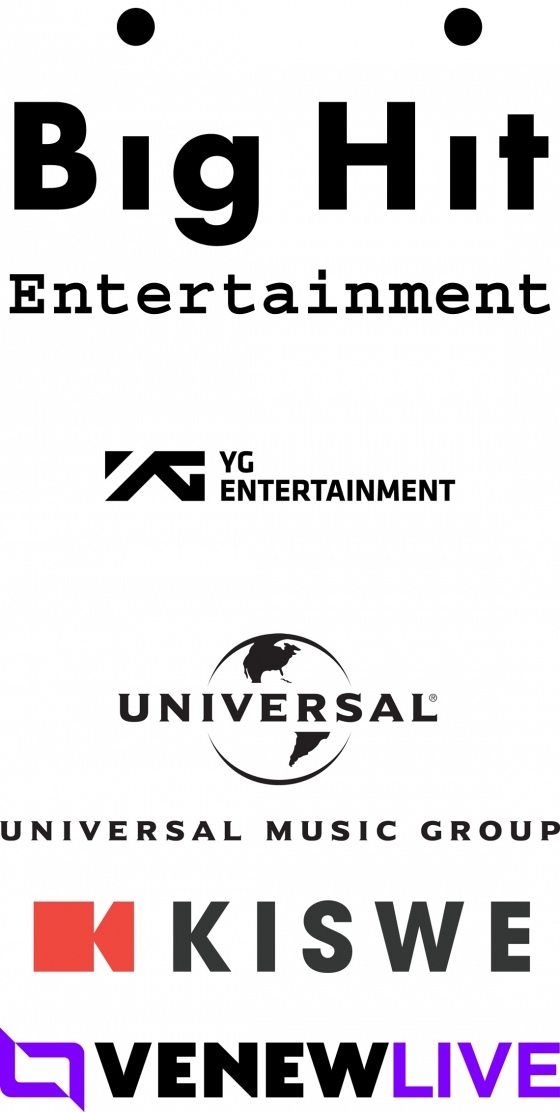 /사진제공=빅히트엔터테인먼트, YG엔터테인먼트, UMG, Kiswe, VenewLive