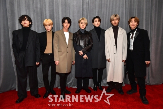 지난해 제 62회 그래미 어워드(GRAMMY Awards) 당시 방탄소년단(BTS)의 모습 /AFPBBNews=뉴스=스타뉴스