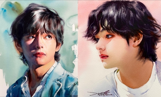 방탄소년단 뷔(BTS V) /사진=정훈성 작가 유튜브 채널 'J.hunsung Watercolor'