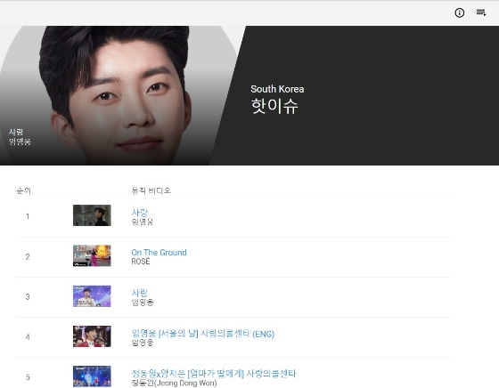 유튜브 PC버전에는 '별빛 같은 나의 사랑아'가 '사랑'으로 표기됐다.