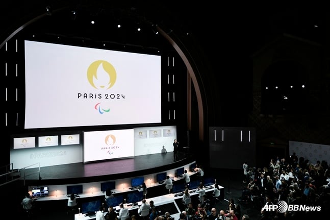 2019년 10월 열린 2024 파리 올림픽 로고 발표식 모습. /AFPBBNews=뉴스1