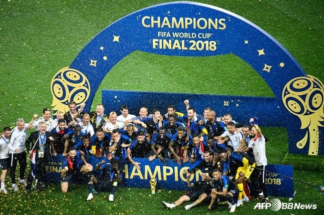2018년 러시아 월드컵에서 우승한 프랑스 축구대표팀. /AFPBBNews=뉴스1