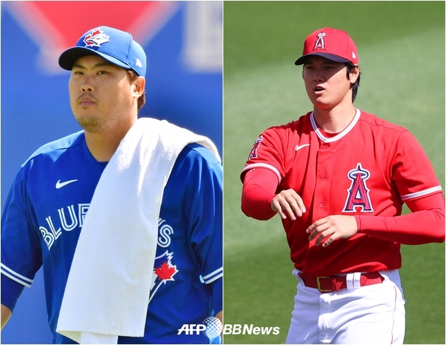 류현진(왼쪽)과 오타니. /AFPBBNews=뉴스1