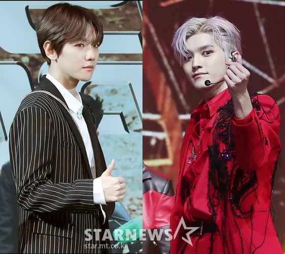 듀엣곡을 발표할 예정인 백현(왼쪽)과 태용 / 사진=스타뉴스