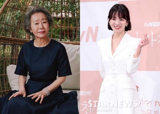 윤여정, 송혜교 /사진=후크엔터테인먼트 공식 SNS, 김휘선 기자 hwijpg@