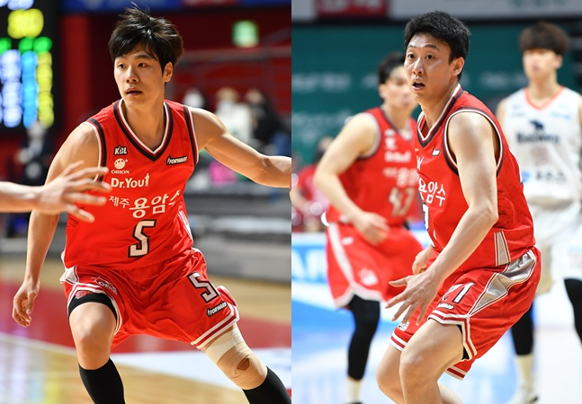 고양 오리온과 FA 계약을 마친 한호빈(왼쪽)과 김강선. /사진=KBL 제공