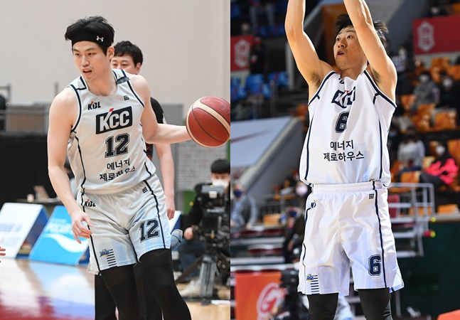 KCC에서 현대모비스로 팀을 옮기는 박지훈(왼쪽)과 김지후. /사진=KBL 제공