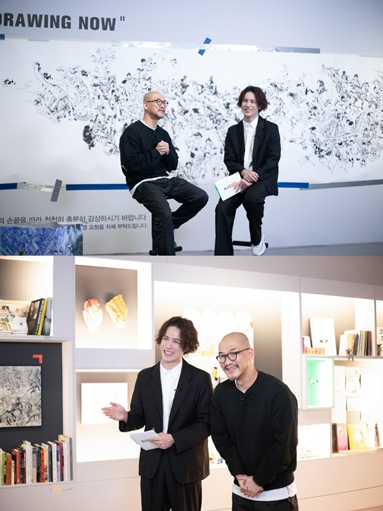 '박기웅의 Culture Live' 라이브방송 진행을 맡은 배우 박기웅(사진 위 오른쪽)이 김정기 작가를 만났다./사진제공=마운틴무브먼트