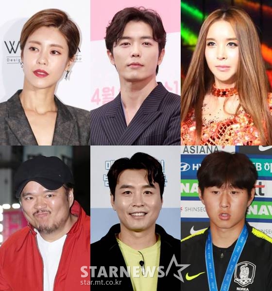 배우 이윤지(왼쪽 위부터 시계방향), 김재욱, 하리수, 축구선수 이강인, 전 축구선수 이동국, 코미디언 최승경 /사진=스타뉴스