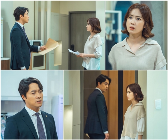 KBS 2TV 주말드라마 '오케이 광자매'에서 홍은희, 최대철이 팽팽하게 대립하는 모습./사진제공=KBS 2TV 주말드라마 '오케이 광자매'
