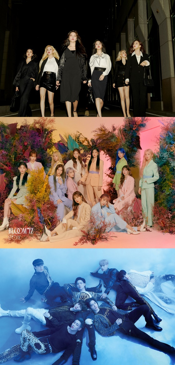 여자친구, 아이즈원, 갓세븐 /사진제공=쏘스뮤직, 오프더레코드·스윙엔터테인먼트, JYP엔터테인먼트