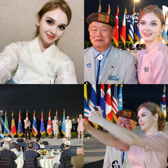 트로트가수 마리아가 한국전쟁 71주년 '국군 및 UN군 참전유공자 위로연에 참석했다./사진제공=좋은날엔ENT