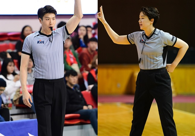 KBL 박경진 심판(왼쪽)과 이지연 심판. /사진=KBL 제공