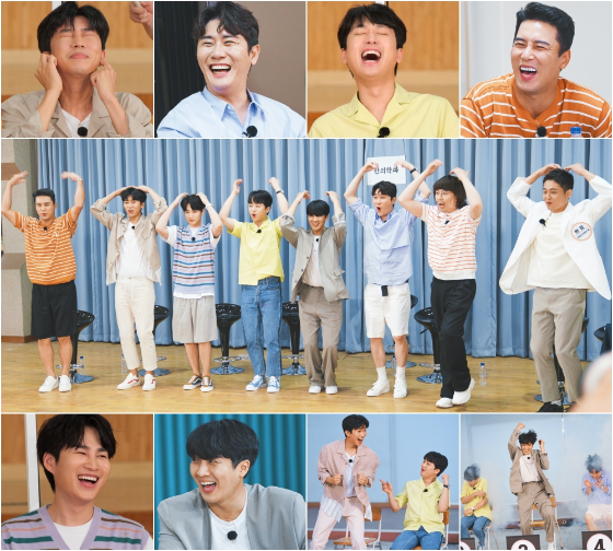 TV조선 '뽕숭아학당: 인생학교'에서 임영웅, 영탁, 이찬원, 장민호, 김희재, 황윤성이 건강 전문가들과 건강 관련 소문, 궁금증을 해결핸다./사진제공=TV조선 '뽕숭아학당: 인생학교'