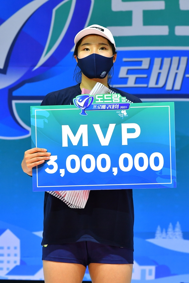 KOVO컵 MVP를 차지한 현대건설 정지윤./사진=KOVO