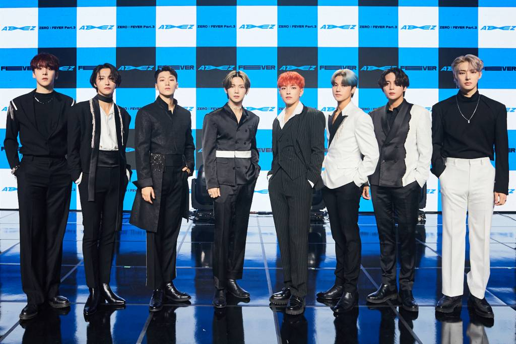그룹 에이티즈(ATEEZ)가 13일 오후 온라인 생중계로 진행된 일곱 번째 미니 앨범 '제로 : 피버 파트 3(ZERO : FEVER Part.3)' 발매기념 쇼케이스에 앞서 포즈를 취하고 있다. 에이티즈의 이번 앨범은 더블 타이틀 곡 '이터널 선샤인'(Eternal Sunshine)과 '데자뷰'(Deja Vu)로 상반된 매력을 담아냈다. /사진제공=KQ엔터테인먼트 2021.09.13 /사진=이동훈 기자 photoguy@