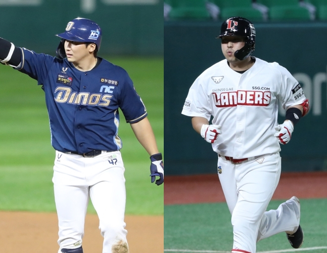 홈런왕 경쟁을 펼치고 있는 NC 나성범(왼쪽)과 SSG 최정./사진=뉴스1