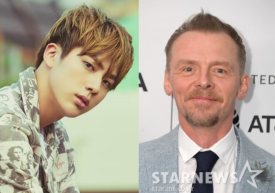 방탄소년단 진(BTS JIN)과 사이먼 페그(Simon Pegg, /AFPBBNews=뉴스1=스타뉴스)