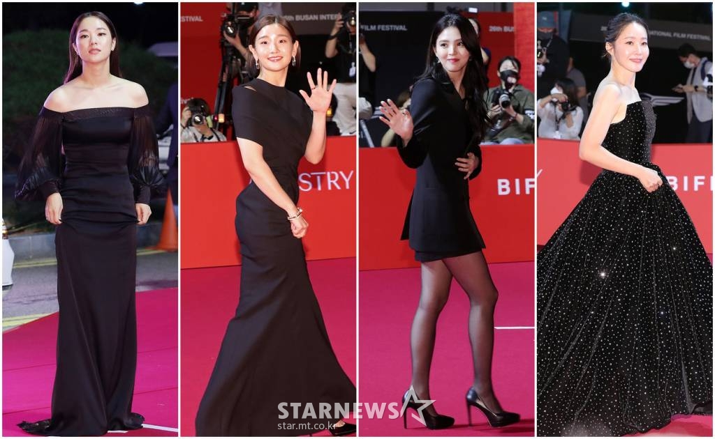 배우 전여빈, 박소담, 한소희, 엄지원이 6일 오후 부산 해운대구 영화의전당에서 열린 '제26회 부산국제영화제'(BIFF) 개막식에 참석해 레드카펫을 밟고 있다. 2021.10.06 /사진=김창현 기자 chmt@