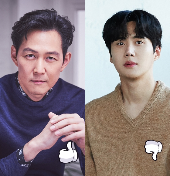 이정재가 '오징어게임'으로 미국 고담어워즈에 노미네이트된 반면 김선호는 사생활 논란으로 차기작인 영화에서 잇따라 하차했다.