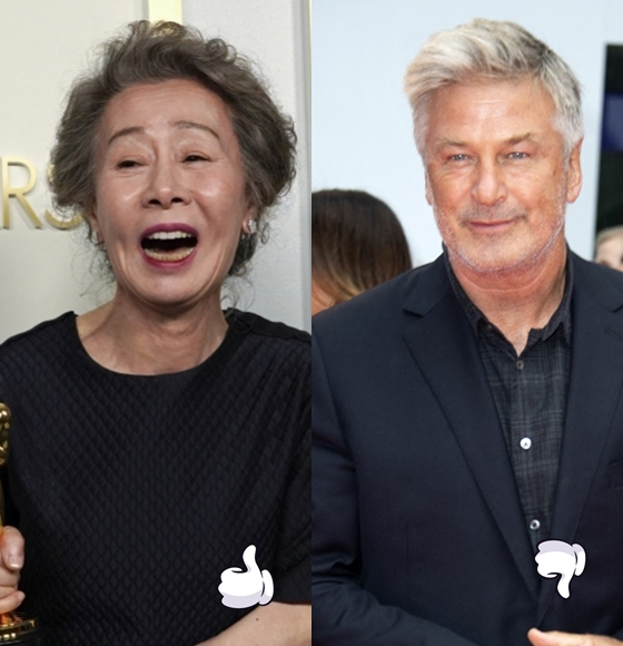 윤여정이 한국대중문화 사상 처음으로 금관문화훈장을 받은 반면 알렉 볼드윈은 총기사고를 겪었다. /AFPBBNews=뉴스1