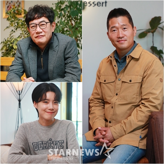 이경규(왼쪽위부터 시계방향), 강형욱, 장도연 '개는 훌륭하다' 100회 인터뷰 /사진=이동훈 기자 photoguy@