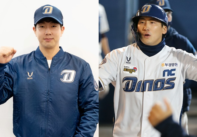 NC와 FA 계약을 체결한 박건우(왼쪽)와 FA 시장에 나와 있는 나성범. /사진=NC 제공