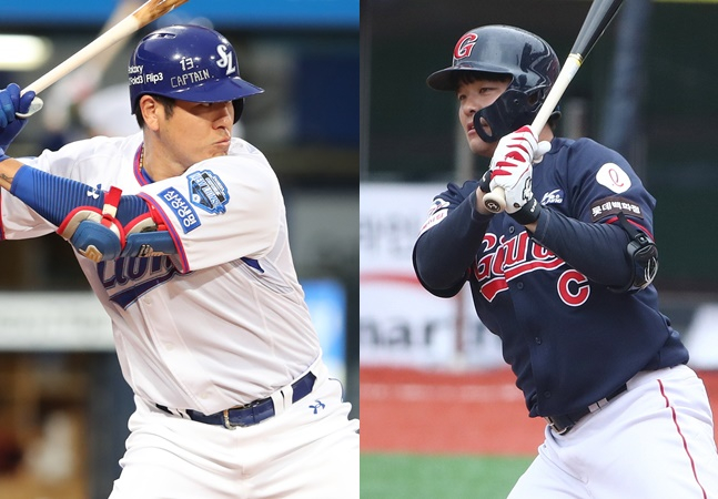 강민호(왼쪽)와 민병헌. /사진=삼성,롯데