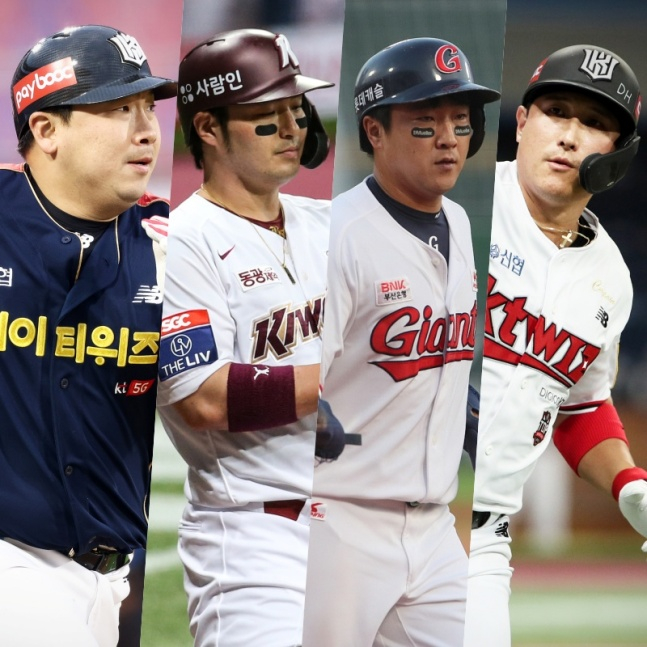 왼쪽부터 차례로 허도환, 박병호, 정훈, 황재균./사진=KT 위즈, 키움 히어로즈, 롯데 자이언츠