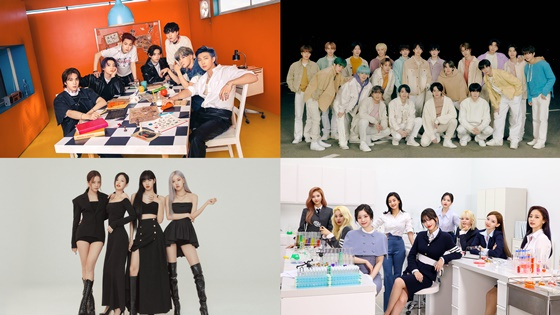 (왼쪽부터 시계방향) 방탄소년단, NCT, 트와이스, 블랙핑크 /사진제공=빅히트 뮤직, SM엔터테인먼트, JYP엔터테인먼트, YG엔터테인먼트