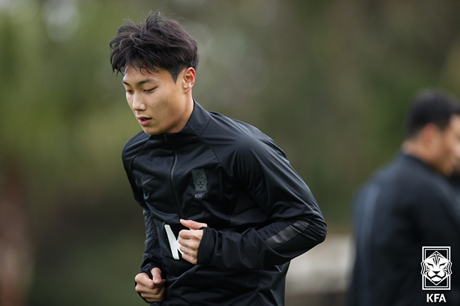 축구대표팀 훈련 중인 백승호. /사진=대한축구협회