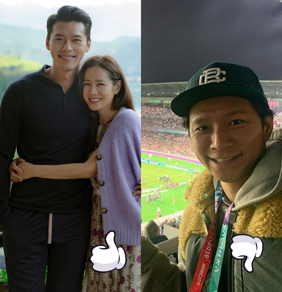 현빈과 손예진이 3월 결혼 소식을 알린 반면 불륜을 저질렀던 일본배우 와타베 켄이 연기를 재개한다. 사진출처='사랑의 불시착' 스틸, 와타베 켄 SNS