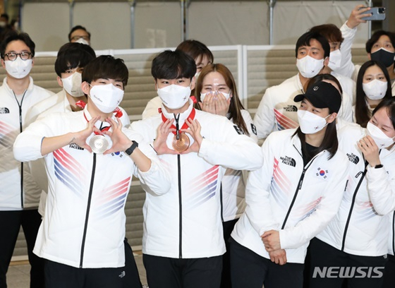 베이징동계올림픽 한국 선수단 귀국. /사진=뉴시스