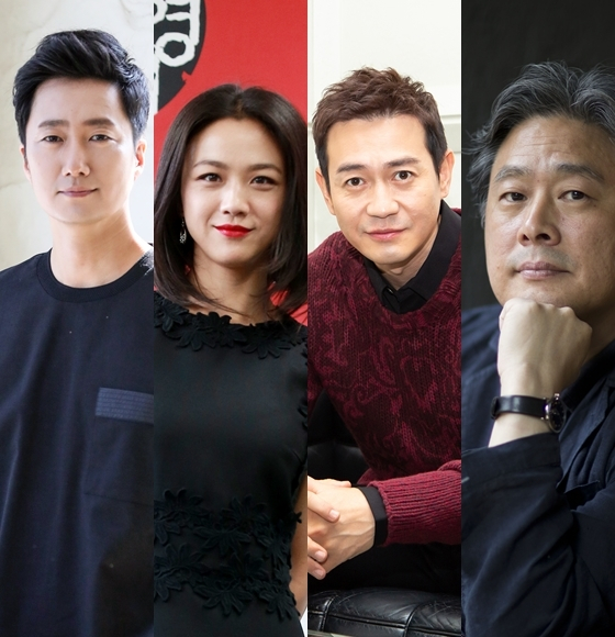 '헤어질 결심'의 박해일과 탕웨이, 박용우, 박찬욱 감독.