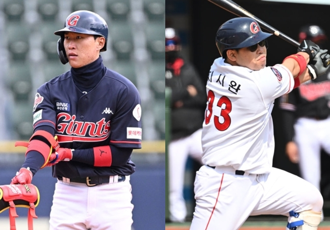 롯데 유격수 박승욱(왼쪽), 포수 지시완./사진=OSEN