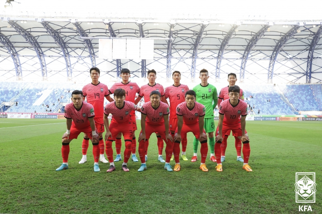 3월 29일 UAE와 2022 카타르 월드컵 아시아 지역 최종예선 최종전에 나선 한국 축구 대표팀의 베스트11. /사진=대한축구협회 제공