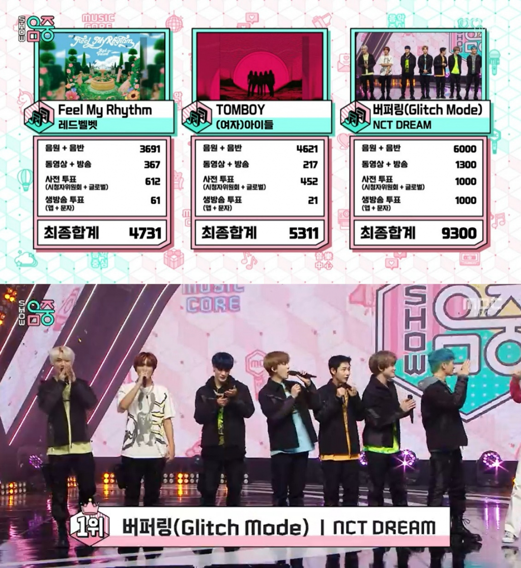 엔시티 드림 1위 /사진=MBC '쇼! 음악중심' 방송 캡처
