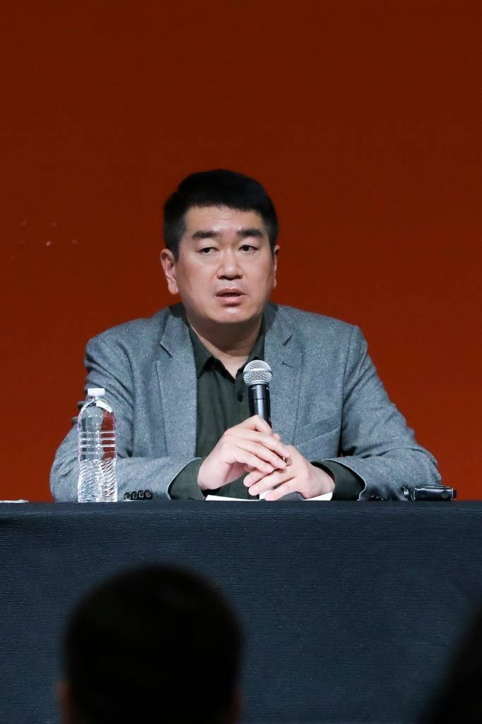 이승석 하이브 아이피엑스본부 사업 대표가 9일(현지시간) 미국 라스베이거스 MGM 그랜드 컨퍼런스 센터에서 진행된 'BTS PERMISSION TO DANCE THE CITY - LAS VEGAS' 하이브 더 시티 프로젝트 관계자 간담회에서 발언을 하고 있다. /사진제공=빅히트 뮤직 하이브