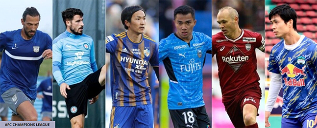 아시아축구연맹(AFC)이 선정한 AFC 챔피언스리그 주목해야 할 스타 플레이어들. 왼쪽부터 데얀, 매튜 레키, 아마노 준, 차마팁 송크라신, 안드레스 이니에스타, 응우옌 콩 푸엉. /사진=AFC 홈페이지 캡처