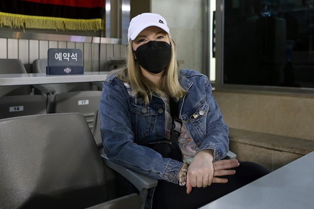 두산 로버트 스탁의 아내인 사라 스탁. /사진제공=두산 베어스