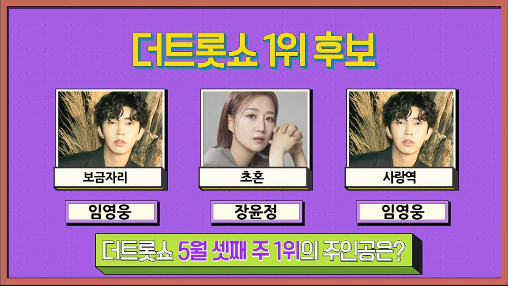 SBS FiL '더 트롯쇼'의 1위 후보 임영웅, 장윤정./사진제공=SBS FiL