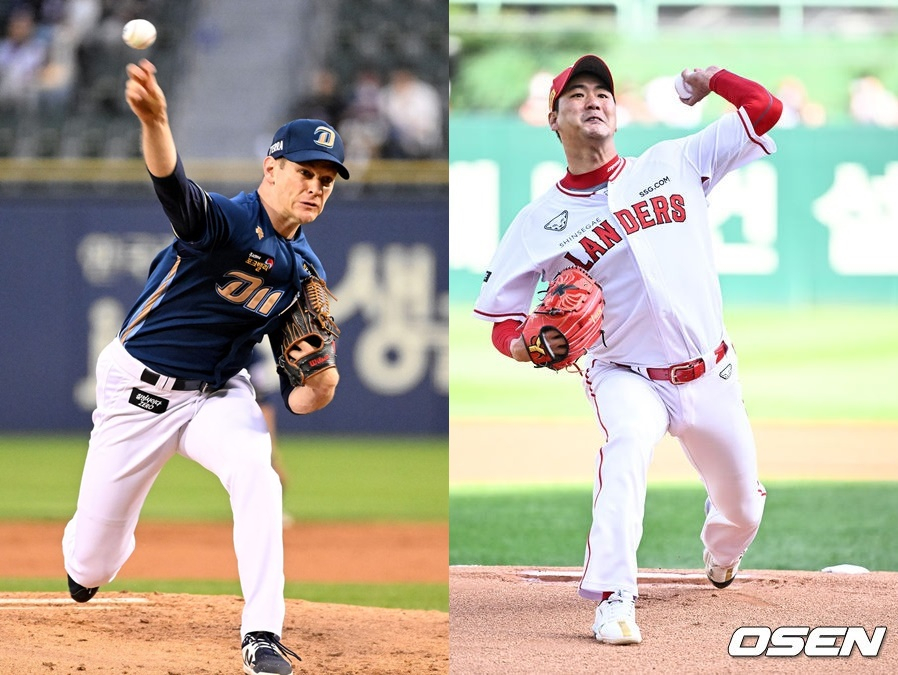NC 드류 루친스키(왼쪽)-SSG 김광현. /사진=OSEN