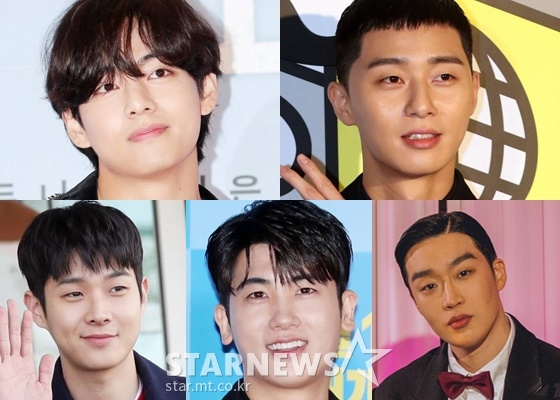 (왼쪽부터 시계방향) 방탄소년단 뷔, 박서준, 픽보이, 박형식, 최우식 /사진=스타뉴스, 뉴런뮤직
