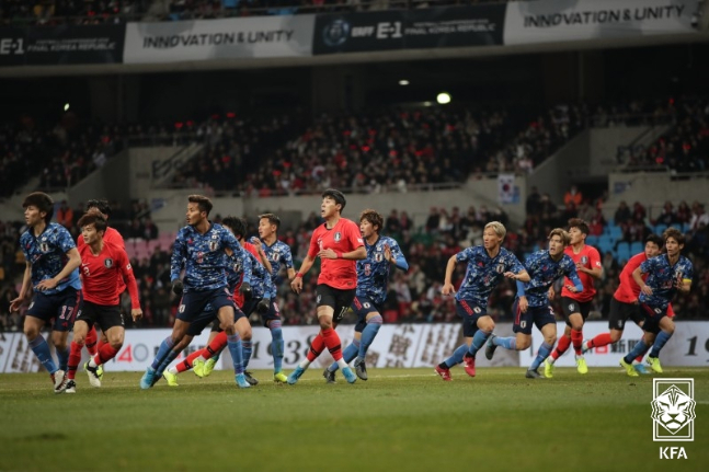 지난 2019년 부산에서 열렸던 동아시안컵 한일전 당시 경기 모습. /사진=대한축구협회