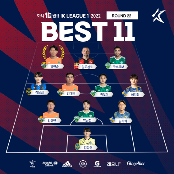 K리그1 22라운드 베스트11. /사진=한국프로축구연맹 제공