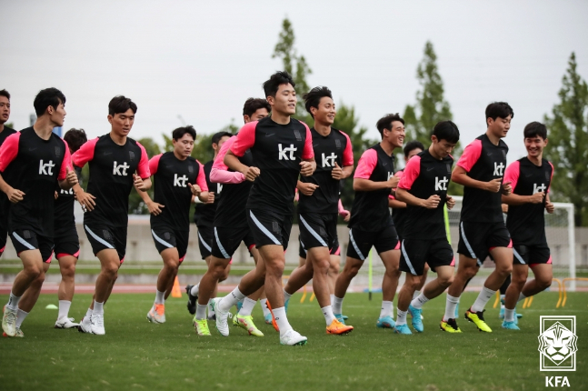 훈련 중인 대한민국 축구대표팀 선수들. /사진=대한축구협회