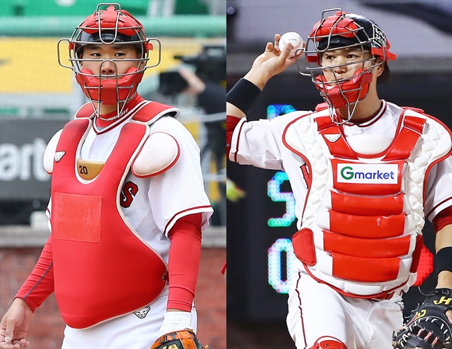 SSG 포수 이재원(왼쪽)과 김민식./사진=SSG 랜더스