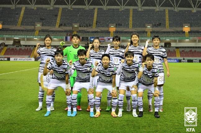 12일 코스타리카에서 열린 FIFA U-20 여자월드컵 C조 1차전에 출전한 대한민국 여자대표팀 선수들. /사진=대한축구협회