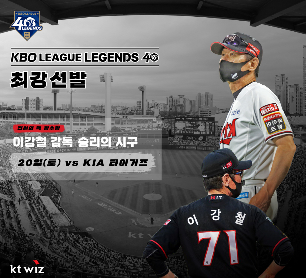 KT 이강철 감독이 20일 수원 KIA전에서 시구를 한다./사진=KT 위즈